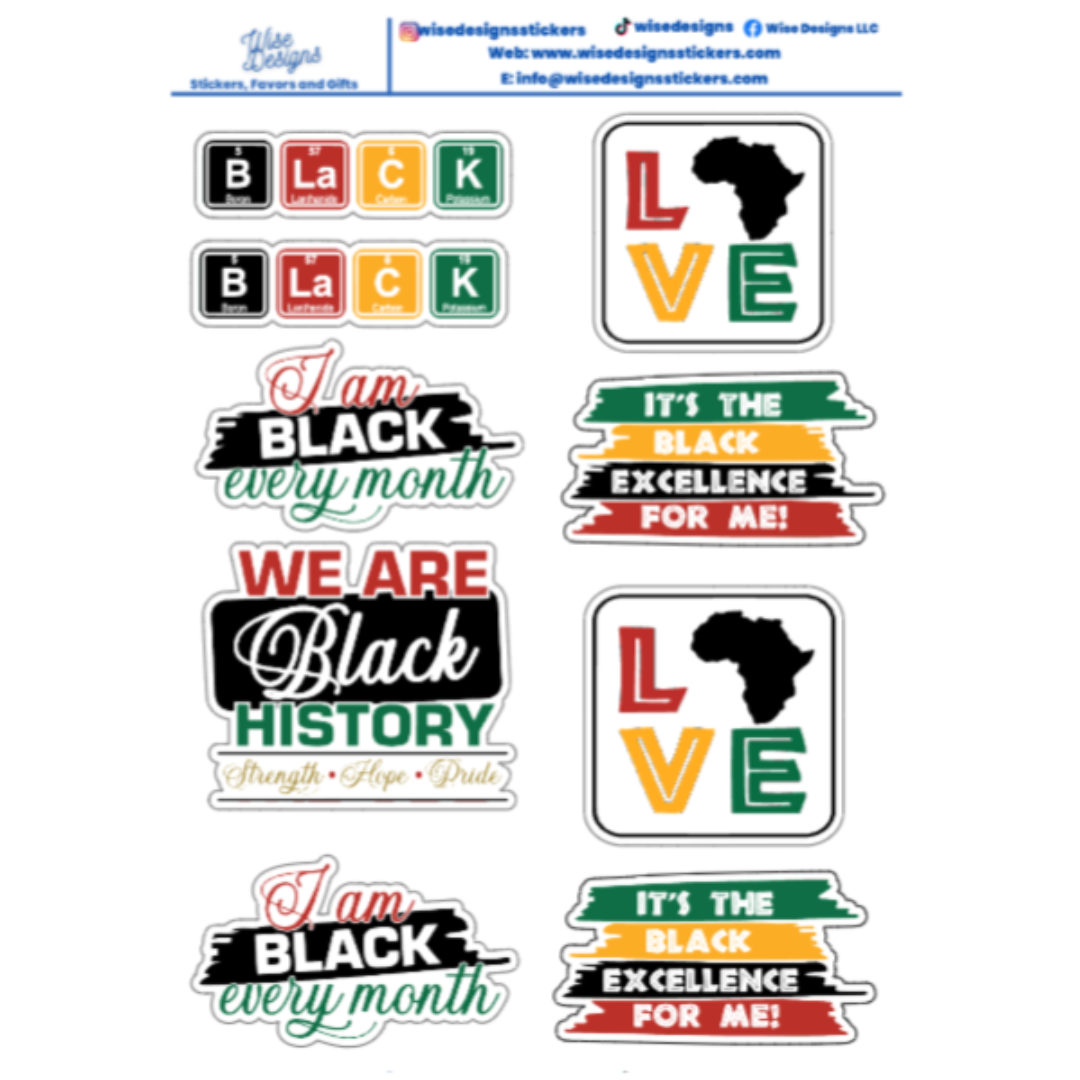 I Am Black History Sticker Sheets - Premium Kiss Cut from Wise Designs - Just $5! Shop now at Wise Designs