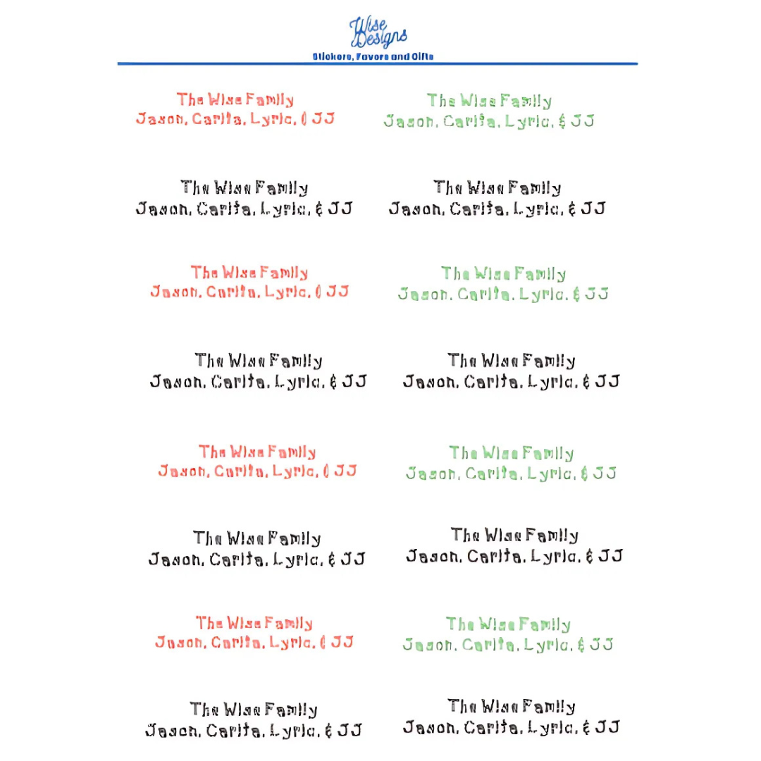 Custom Family Name Labels - Premium Kiss Cut Stickers from Wise Designs - Just $7! Shop now at Wise Designs