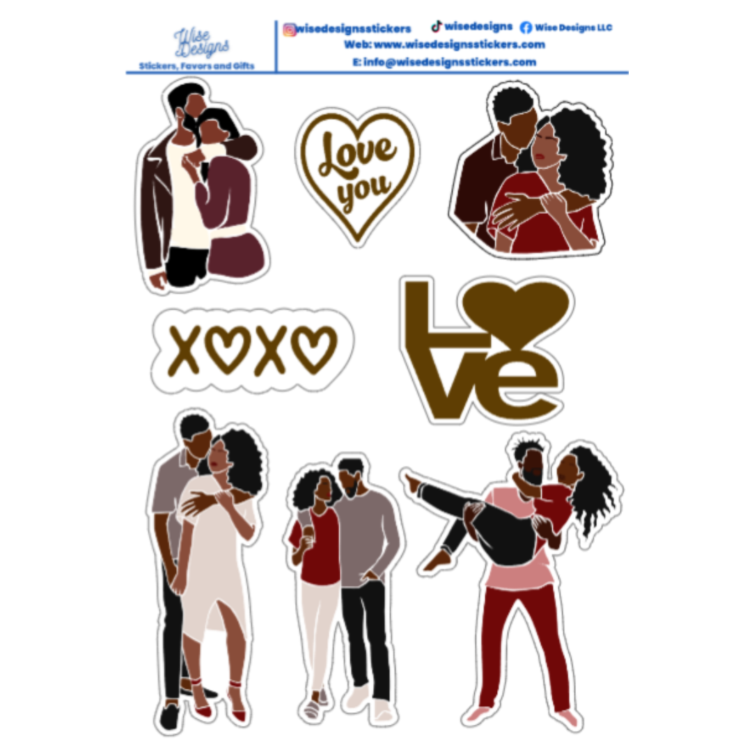 Black Love Sticker Sheets - Premium Kiss Cut from Wise Designs - Just $5! Shop now at Wise Designs