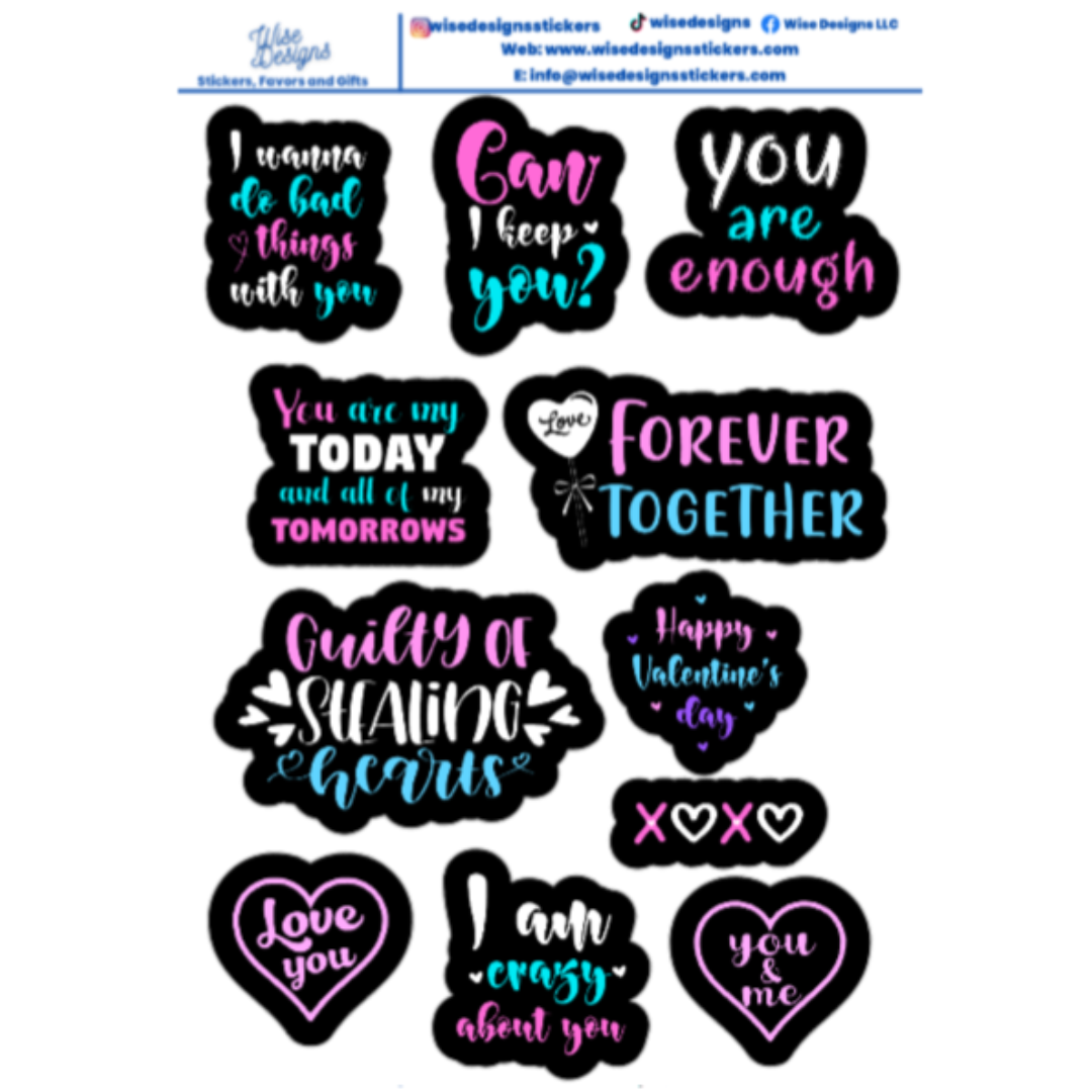 Valentine's Quotes - Premium Kiss Cut from Wise Designs - Just $5! Shop now at Wise Designs