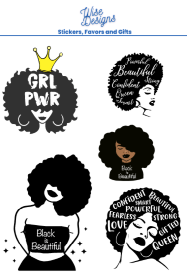 Afro Girls - Premium Kiss Cut from Wise Designs  - Just $5! Shop now at Wise Designs
