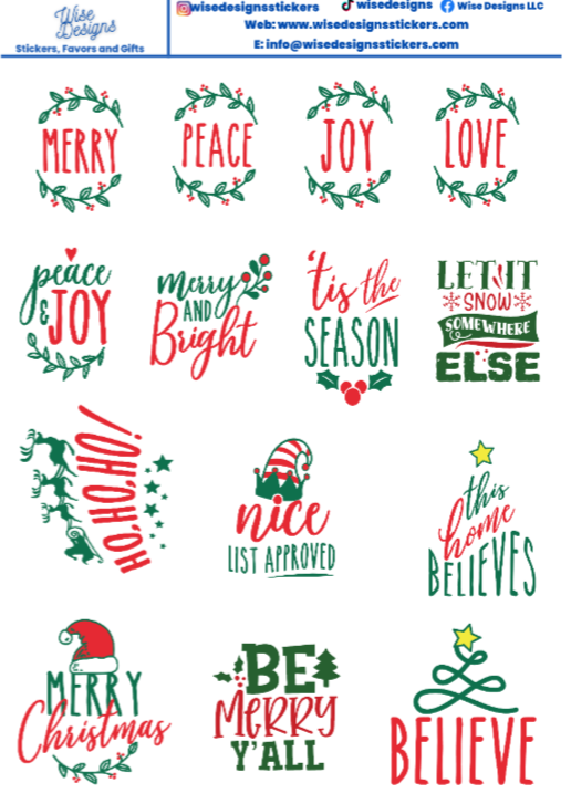 Festive Greetings Stickers - Premium Kiss Cut from Wise Designs  - Just $5! Shop now at Wise Designs