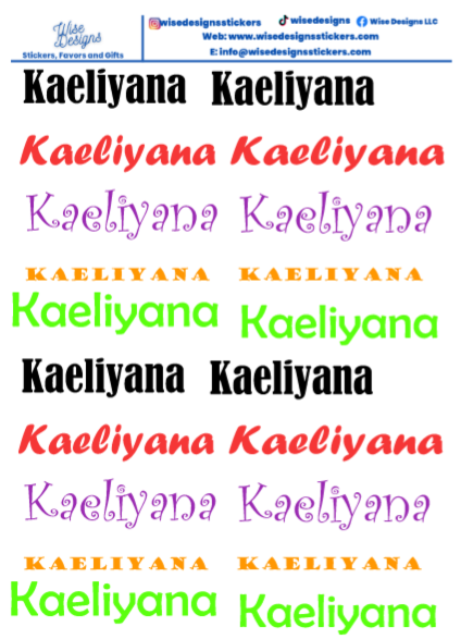 Custom Name Stickers - Premium Kiss Cut from Wise Designs - Just $6! Shop now at Wise Designs