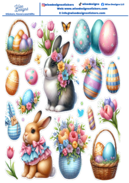 Spring Bunnies and Baskets - Premium Kiss Cut from Wise Designs - Just $5! Shop now at Wise Designs