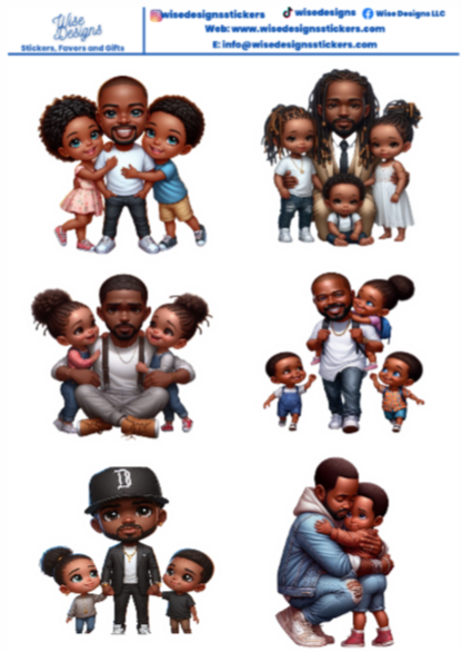 Black Fathers Sticker Sheets - Premium Kiss Cut from Wise Designs - Just $5! Shop now at Wise Designs