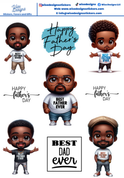 Black Fathers Sticker Sheets - Premium Kiss Cut from Wise Designs - Just $5! Shop now at Wise Designs