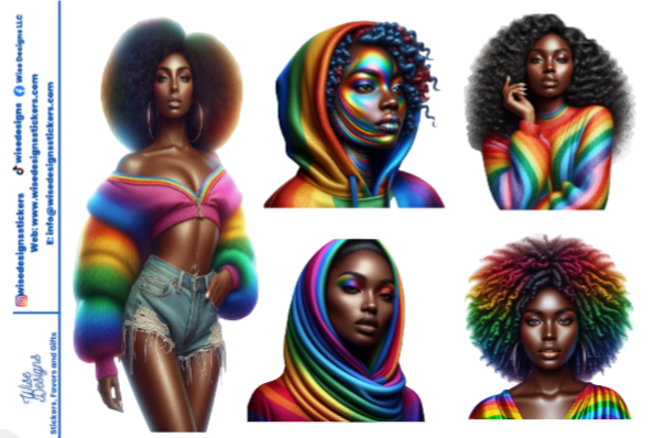 Rainbow Models Sticker Sheets - Premium Kiss Cut Stickers from Wise Designs - Just $5! Shop now at Wise Designs