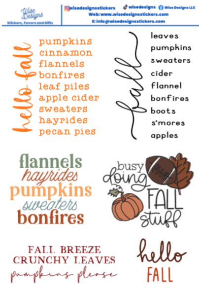 Harvest Hues Sticker Sheets - Premium Kiss Cut Stickers from Wise Designs - Just $5! Shop now at Wise Designs