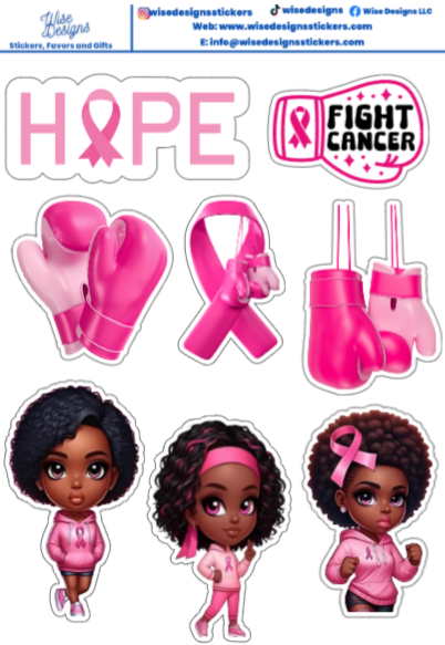 Breast Cancer Awareness Girls Sticker Sheets - Premium Kiss Cut Stickers from Wise Designs - Just $5! Shop now at Wise Designs