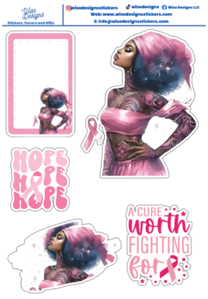 Breast Cancer Awareness Fantasy Watercolor Sticker Sheets - Premium Kiss Cut Stickers from Wise Designs - Just $5! Shop now at Wise Designs