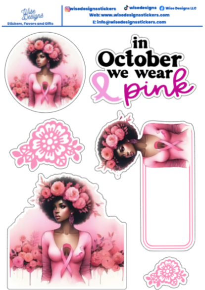 Breast Cancer Awareness Fantasy Watercolor Sticker Sheets - Premium Kiss Cut Stickers from Wise Designs - Just $5! Shop now at Wise Designs