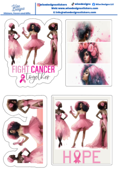 Breast Cancer Awareness Fantasy Watercolor Sticker Sheets - Premium Kiss Cut Stickers from Wise Designs - Just $5! Shop now at Wise Designs