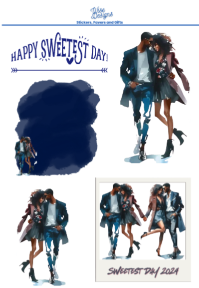 Sweetest Day Couple Sticker Sheets - Premium Kiss Cut Stickers from Wise Designs - Just $5! Shop now at Wise Designs