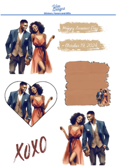 Sweetest Day Couple Sticker Sheets - Premium Kiss Cut Stickers from Wise Designs - Just $5! Shop now at Wise Designs