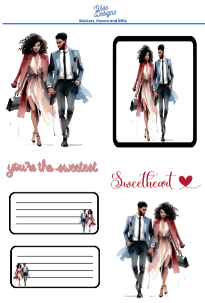Sweetest Day Couple Sticker Sheets - Premium Kiss Cut Stickers from Wise Designs - Just $5! Shop now at Wise Designs