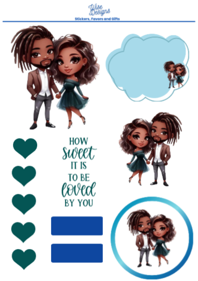 Sweetest Day Little Couple Sticker Sheets - Premium Kiss Cut Stickers from Wise Designs - Just $5! Shop now at Wise Designs