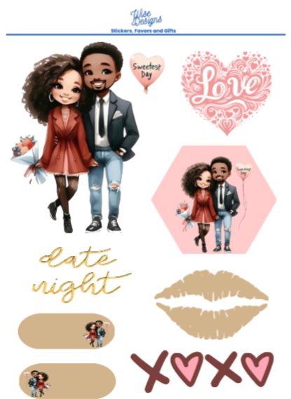 Sweetest Day Little Couple Sticker Sheets - Premium Kiss Cut Stickers from Wise Designs - Just $5! Shop now at Wise Designs