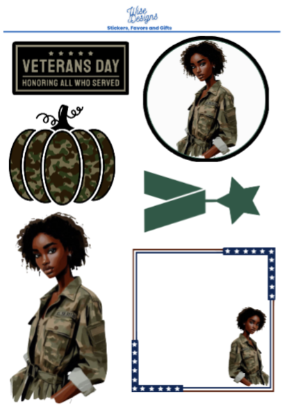 Black Women Vets Sticker Sheets - Premium Kiss Cut Stickers from Wise Designs - Just $5! Shop now at Wise Designs