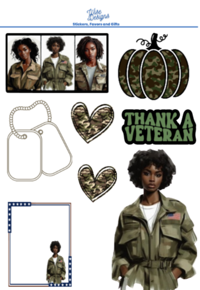 Black Women Vets Sticker Sheets - Premium Kiss Cut Stickers from Wise Designs - Just $5! Shop now at Wise Designs