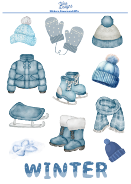 '24 Winter Chic Sticker Sheets - Premium Kiss Cut Stickers from Wise Designs - Just $5! Shop now at Wise Designs