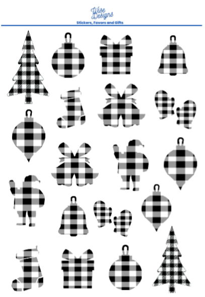 Buffalo Plaid Christmas Sticker Sheets - Premium Kiss Cut Stickers from Wise Designs - Just $5! Shop now at Wise Designs