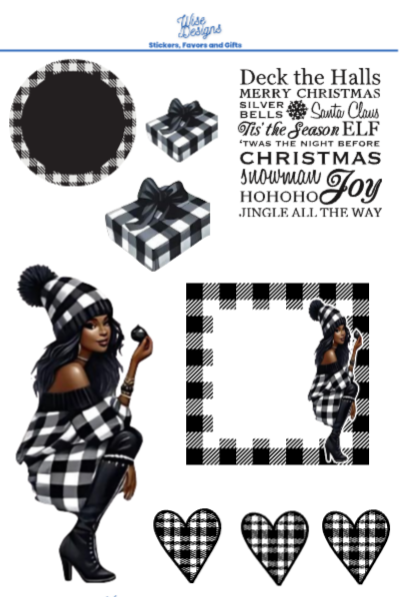 Buffalo Plaid Christmas Sticker Sheets - Premium Kiss Cut Stickers from Wise Designs - Just $5! Shop now at Wise Designs