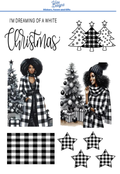 Buffalo Plaid Christmas Sticker Sheets - Premium Kiss Cut Stickers from Wise Designs - Just $5! Shop now at Wise Designs