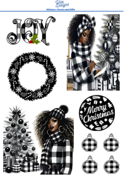 Buffalo Plaid Christmas Sticker Sheets - Premium Kiss Cut Stickers from Wise Designs - Just $5! Shop now at Wise Designs