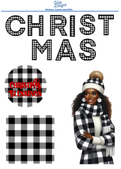Buffalo Plaid Christmas Sticker Sheets - Premium Kiss Cut Stickers from Wise Designs - Just $5! Shop now at Wise Designs