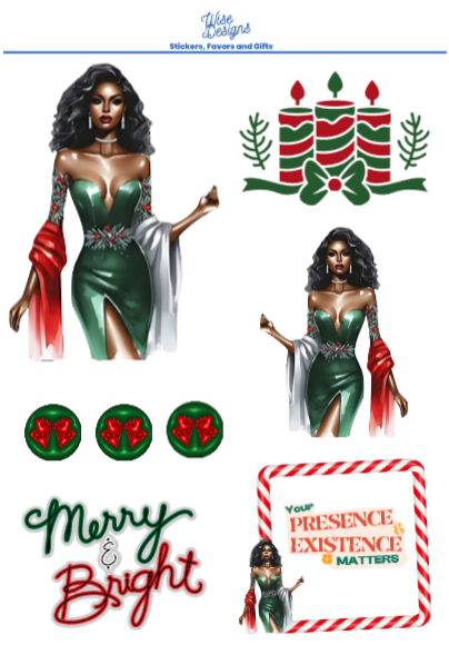Holiday Chic Sticker Sheets - Premium Kiss Cut Stickers from Wise Designs - Just $5! Shop now at Wise Designs