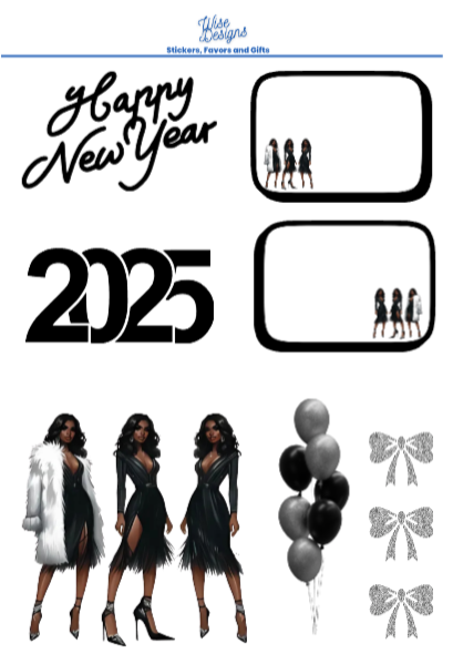 New Years Celebration Sticker Sheets - Premium Kiss Cut Stickers from Wise Designs - Just $5! Shop now at Wise Designs