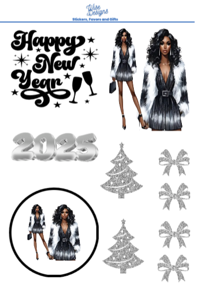 New Years Celebration Sticker Sheets - Premium Kiss Cut Stickers from Wise Designs - Just $5! Shop now at Wise Designs