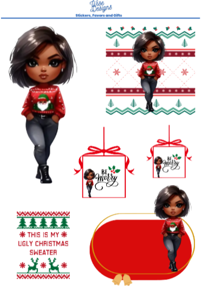 Ugly Christmas Sweater Sticker Sheets - Premium Kiss Cut Stickers from Wise Designs - Just $5! Shop now at Wise Designs