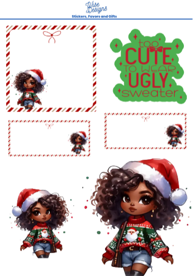 Ugly Christmas Sweater Sticker Sheets - Premium Kiss Cut Stickers from Wise Designs - Just $5! Shop now at Wise Designs