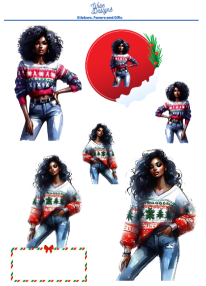 Ugly Christmas Sweater Sticker Sheets - Premium Kiss Cut Stickers from Wise Designs - Just $5! Shop now at Wise Designs