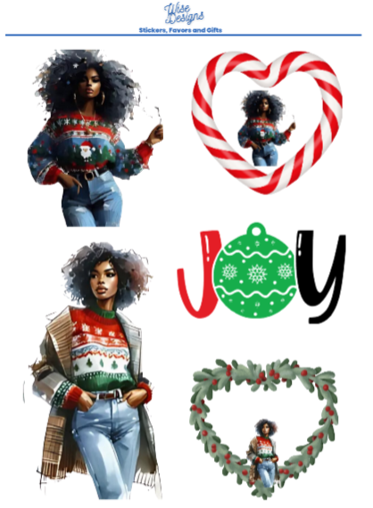 Ugly Christmas Sweater Sticker Sheets - Premium Kiss Cut Stickers from Wise Designs - Just $5! Shop now at Wise Designs