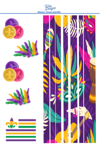 Mardi Gras Sticker Sheets - Premium Kiss Cut Stickers from Wise Designs - Just $5! Shop now at Wise Designs