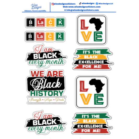 I Am Black History Sticker Sheets - Premium Kiss Cut from Wise Designs - Just $5! Shop now at Wise Designs 