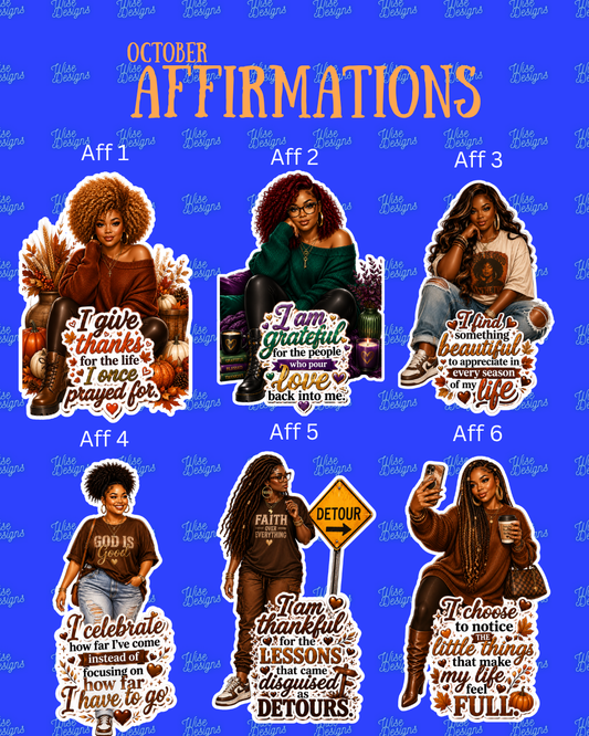 October Affirmations Vinyl Die Cut Stickers