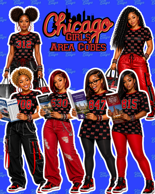 Chicago Girls: Area Codes Vinyl Die Cut Stickers