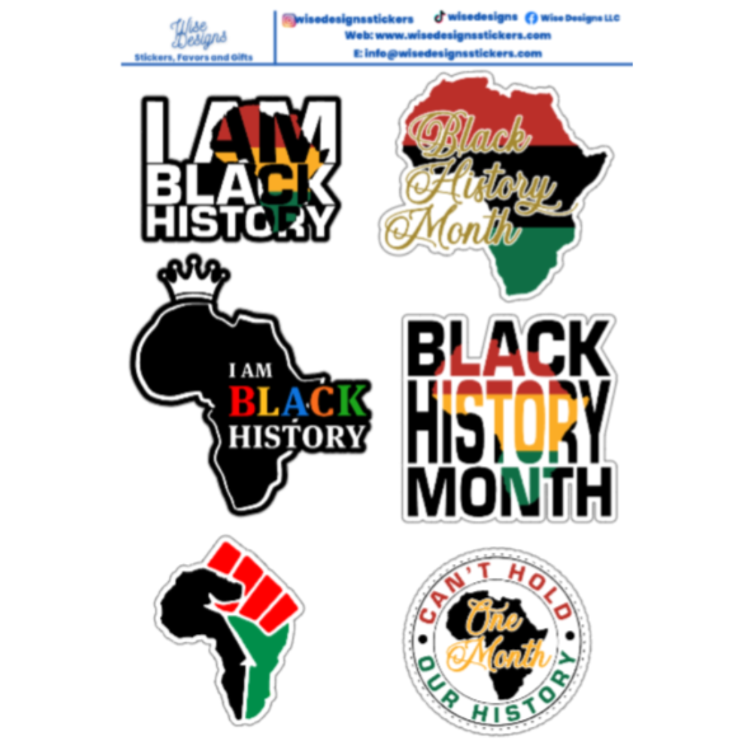 I Am Black History Sticker Sheets - Premium Kiss Cut from Wise Designs - Just $5! Shop now at Wise Designs 