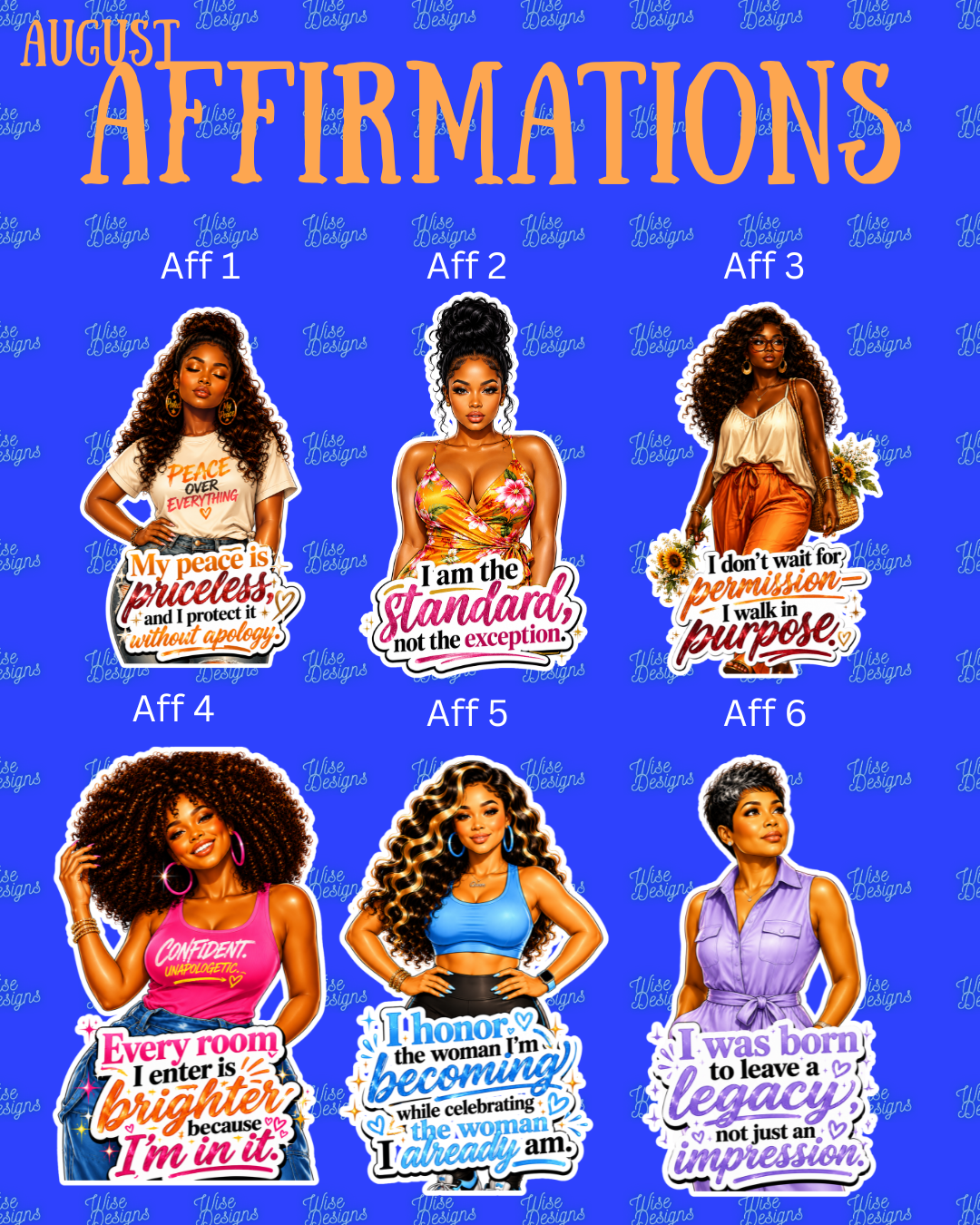 August Affirmations Vinyl Die Cut Stickers