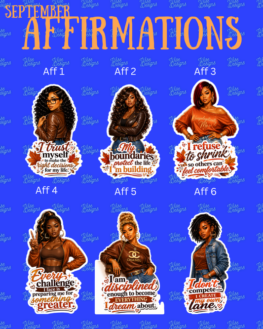 September Affirmations Vinyl Die Cut Stickers