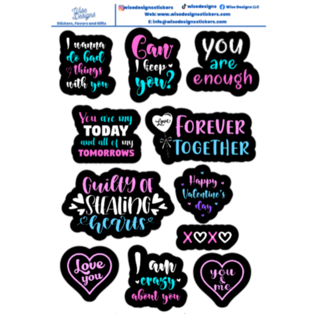 Valentine's Quotes - Premium Kiss Cut from Wise Designs - Just $5! Shop now at Wise Designs 