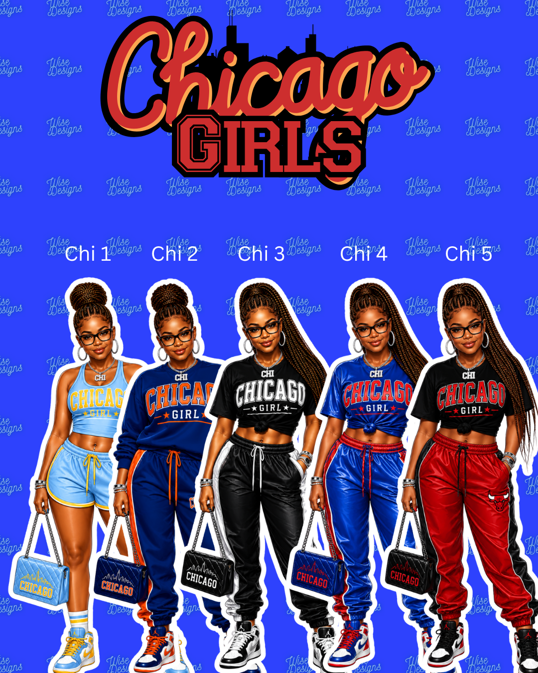 Chicago Girls Vinyl Die Cut Stickers ❤️💙🏙️