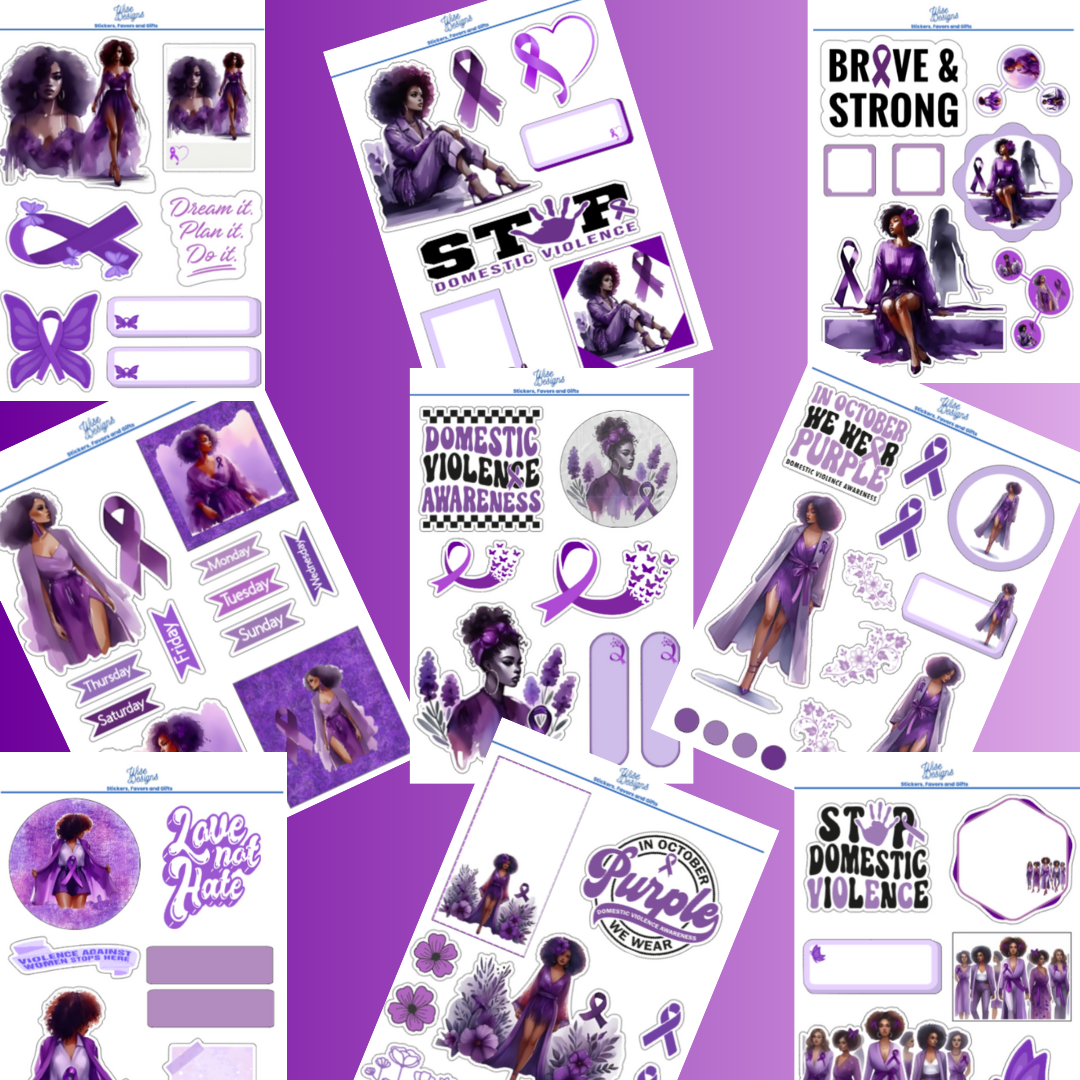 Domestic Violence Awareness Women Sticker Sheets - Premium Kiss Cut Stickers from Wise Designs - Just $5! Shop now at Wise Designs 