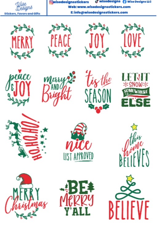 Festive Greetings Stickers - Premium Kiss Cut from Wise Designs  - Just $5! Shop now at Wise Designs 