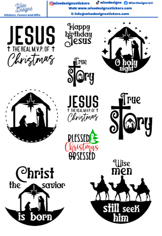 Divine Nativity Sticker Sheets - Premium  from Wise Designs  - Just $5! Shop now at Wise Designs 