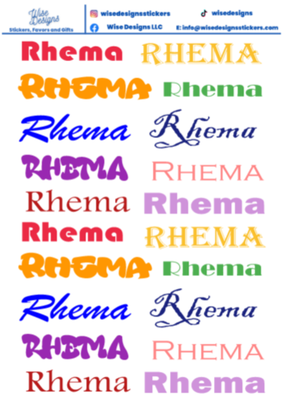 Custom Name Stickers - Premium Kiss Cut from Wise Designs - Just $6! Shop now at Wise Designs 