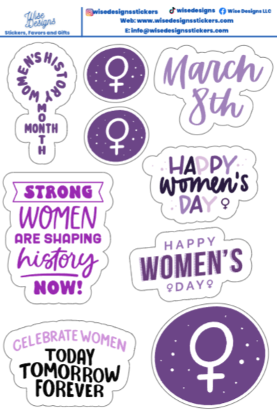 Women's History Month Sticker Sheets - Premium Kiss Cut from Wise Designs  - Just $5! Shop now at Wise Designs 